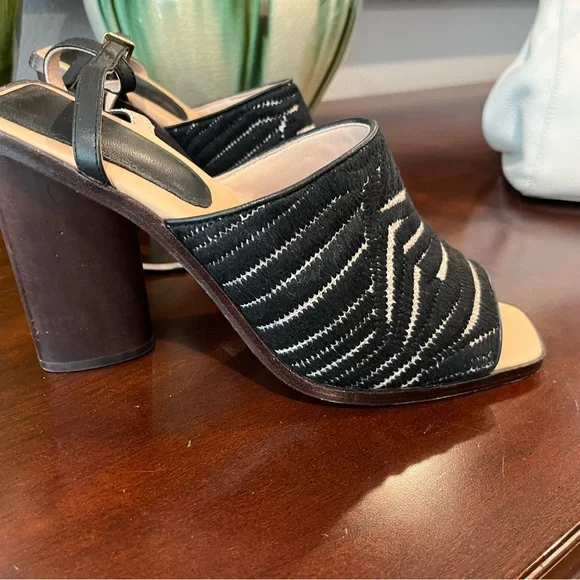 AD & Daughters Block Wooden Heel Haddix Square Toe Dress Sandals Black 9.5 NEW - Picture 10 of 11